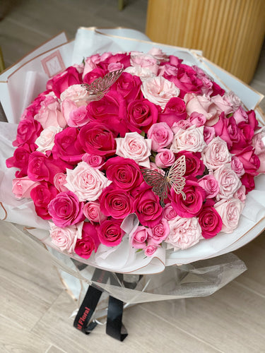 99 stems ombré pink roses